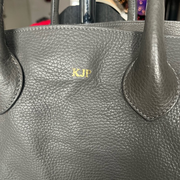 Mark & Graham Gray Elisabetta Slouch Leather Satchel tote pebbled leather Italy - Picture 2 of 6